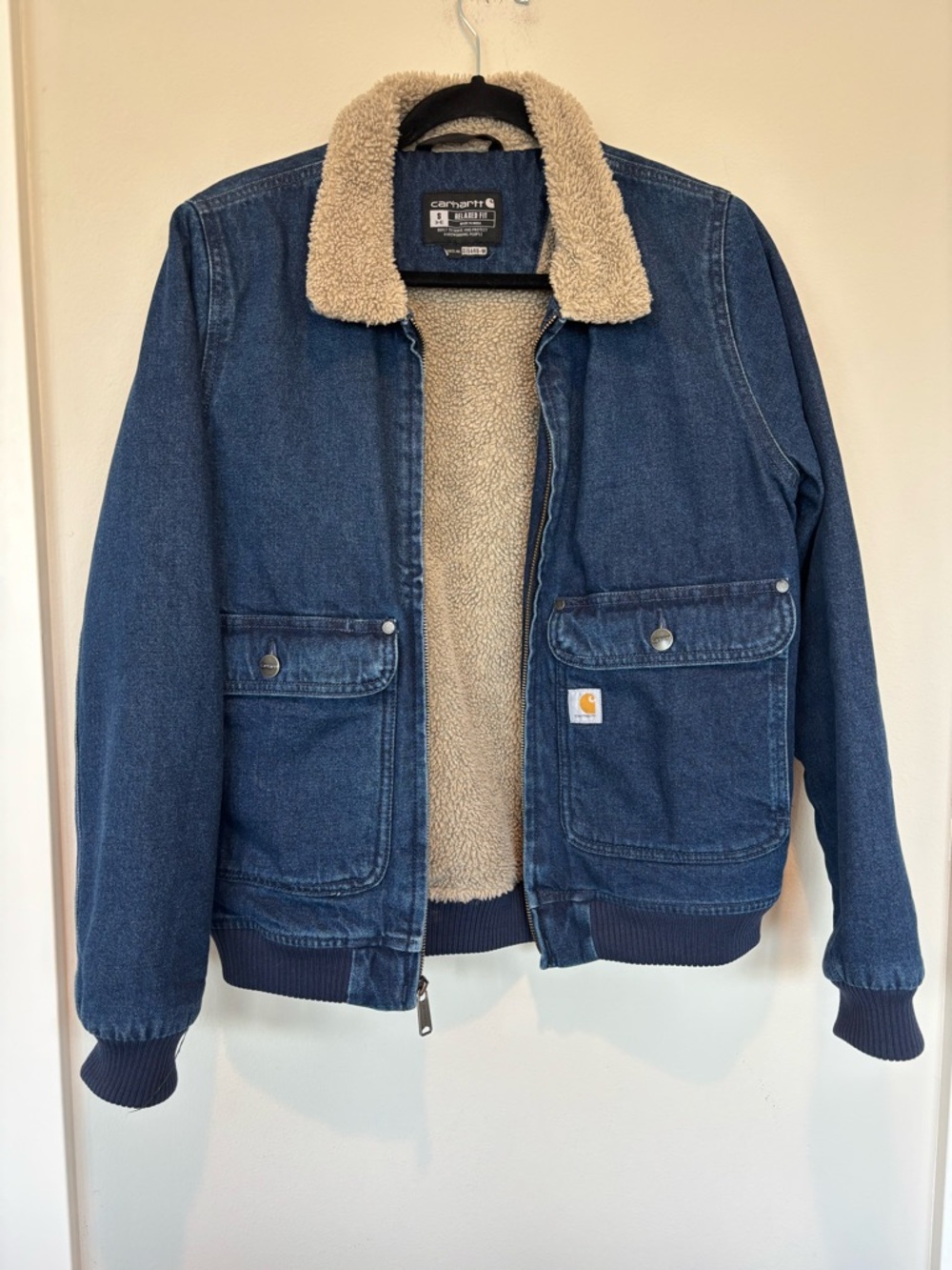 Carhartt Women’s Blue Sherpa-Lined Chore Denim Field Jacket